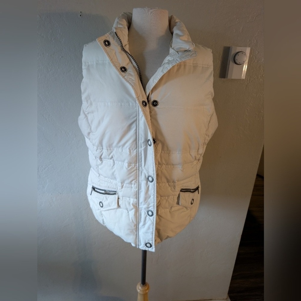 Women's Eddie Bauer Premium Quality Goose Down White‎ Puffer Vest Sz XL